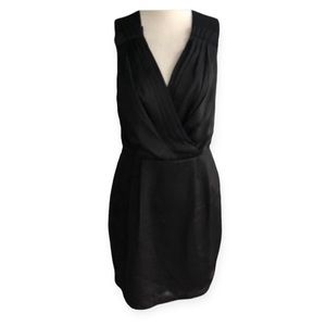 NWT BCBGeneration Black Pleated V-Neck + Deep V Open Back Dress size women’s 4